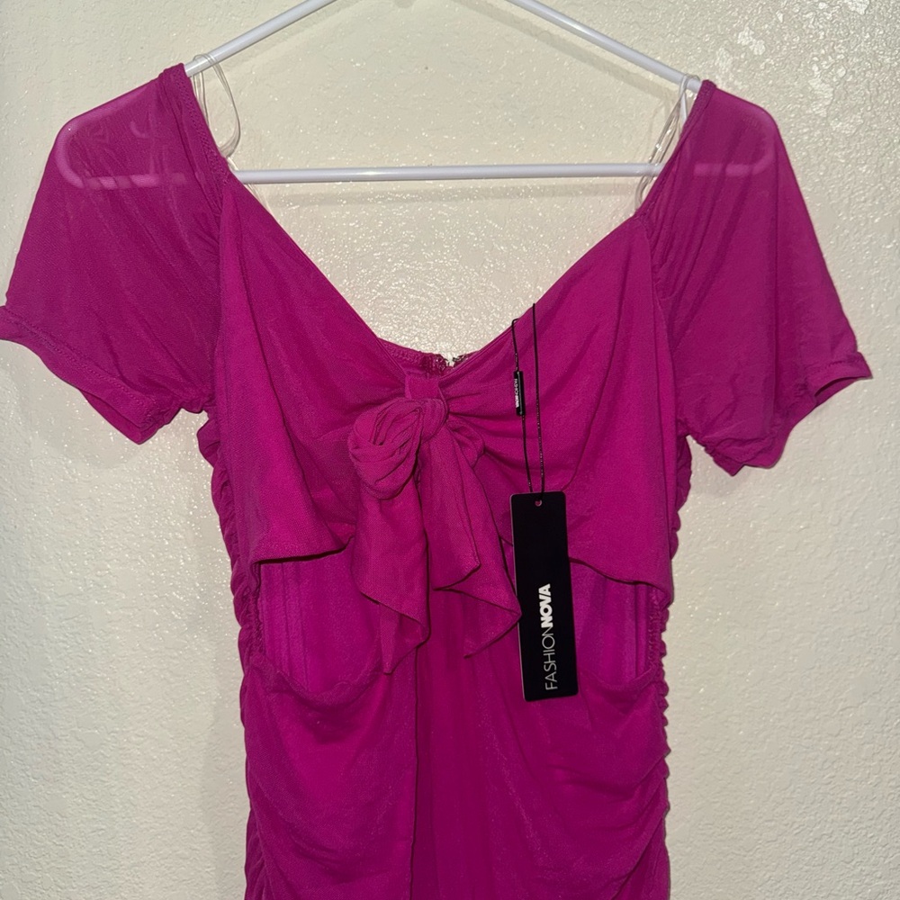Fashion Nova Fuchsia mesh dress